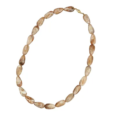 Produktbild von Kette 25x17mm Winkelperle Kunststoff natur-beige-marmoriert glänzend 60cm