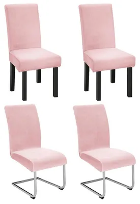 Produktbild von 4er Set Stuhlhussen Stretch Samt Rosa für Schwingstühle & Esszimmerstühle