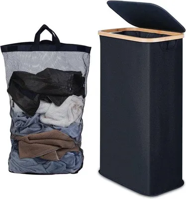 Produktbild von Famanu Wäschekorb 63 Liter - Schwarz - Faltbar