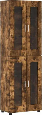 Image de vidaXL Buffet haut avec étagère FLORIN Chêne fumé 60 x 35 x 182 cm
