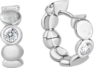Produktbild von V Creolen 925/- Sterling Silber 1,6cm weiß Zirkonia weiß 371210249R