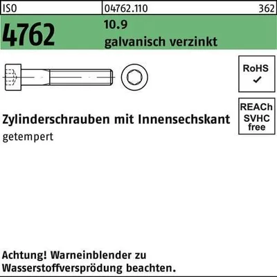 Produktbild von Zylinderschraube ISO 4762 m.Innensechskant M 20 x 220 10.9galv.verz. 5 Stück