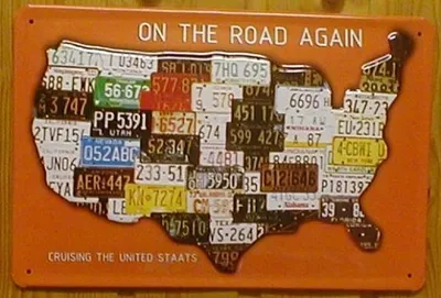 Produktbild von Blechschild ON THE ROAD AGAIN USA Route 66 Landkarte Nostalgieschild