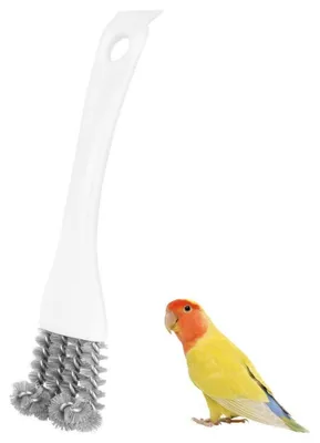Image de Brosse de nettoyage avec pelle et manche ergonomique, pour cages d'oiseaux, 1 pièce