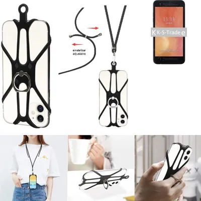 Produktbild von K-S-Trade 3in1 Handykette Handyband Handykordel Halsband Smartphone-Ring Handy-Ring kompatibel mit LG Electronics V50S ThinQ Fingerhalterung Handyring