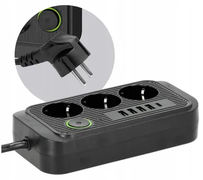 Produktbild von Kobi Steckdosenleiste 3-fach 5m mit USB und Schalter Schwarz
