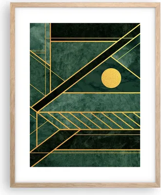 Produktbild von Gerahmtes Poster - Rahmen in heller Eiche - Grün Stück geometrisch - 40x50 cm - Wand Bild - Wanddeko - Wandbilder - Kunstposter - Wandposter - Bilderrahmen - Bilder - Kunstdruck - P2NPA40x50-4797