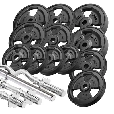 Produktbild von Marbo Sport Hantelstangen gummierte Tri-Grip Hantelscheiben Set 83 kg