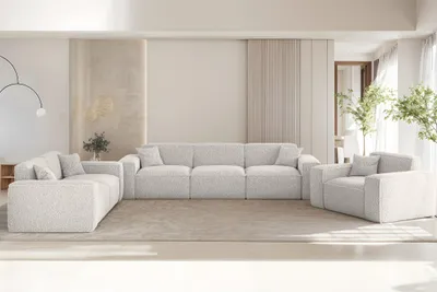 Produktbild von Sofaset Designersofa CELES PREMIUM 3-2-1 in Stoff Sven Altweiß