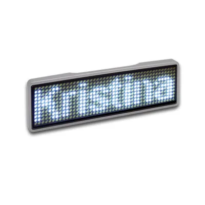 Immagine prodotto di Targhetta portanome a LED bianca Targhetta portanome 11x14 pixel programmabile Custodia USB argento