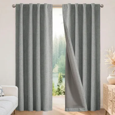 Imagen del producto de Cortinas opacas en gris claro, juego de 2 paneles, con una longitud de 274,3 cm y un ancho de 132,1 cm