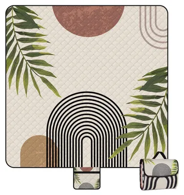 Produktbild von Picknickdecke Wasserdicht 200x200cm Bohemian Grün Tragbar Waschbar für 4-6 Personen