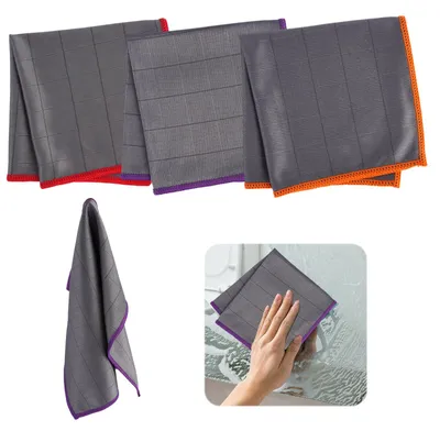 Obrázok produktu pre 3 kusy utierok z mikrovlákna na čistenie, rozmer 30x30 cm – bez zanechávania šmúh, vhodné na okná a autá