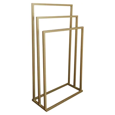 Produktbild von Stabiler Handtuchständer freistehend 4 Stangen – Metall gold Glanz Glamour Badezimmer Handtuchhalter für Bad Hotel Spa Belmy AZER