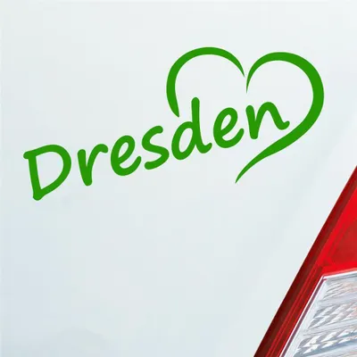Produktbild von Auto Aufkleber Dresden Herz Stadt City Liebe Love Heimat 18x8 cm Hellgrün Sticker Heckscheibenaufkleber