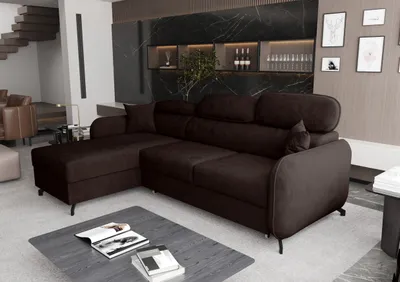 Image de AX LIVING Canapé d'angle fonction sommeil Ribella 5 265 cm brun G