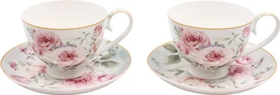 Obrázok produktu pre HOME ELEMENTS Porcelánová šálka a podšálka 2 x 250 ml, Ruže