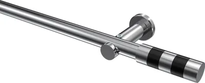 Produktbild von Interdeco Gardinenstange / Vorhangstange Chrom, Typ Platon Mavell (Zylinder Bicolor) ohne Ringe, 20 mm Ø 1-läufig, 100 cm