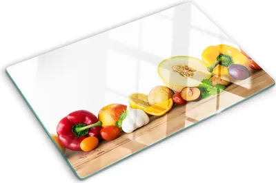Immagine prodotto di Copertura per piano cottura – Copertura per piano cottura a induzione – Piano di vetro protettivo – 80x52 cm – Piani di vetro protettivi per fornelli – Vetro temperato – Frutta e verdura