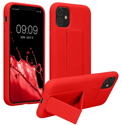 Produktbild von kwmobile Handyhülle für Apple iPhone 11 Hülle - TPU Silikon Case mit Fingerhalter und Stand - Schutzhülle Cover in Rot