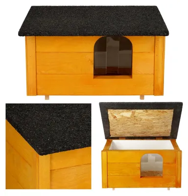Produktbild von Katzenhaus aus Holz 39 x 54 x 30 cm für den Außenbereich, isoliert und winterfest