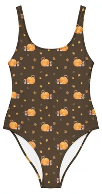 Produktbild von Mr. & Mrs. Panda Badeanzug Kürbis Maus Größe XXL - Braun - Geschenk, Dekoration, Shape-Badeanzug, Halloween Deko, Badebekleidung, Swimsuit, Schwimmanzug, Trick Or Treat