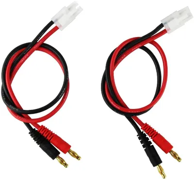 Zdjęcie produktu dla 2 sztuki kabla ładowania Tamiya na wtyk bananowy 4mm złoty kontakt 14AWG 30cm