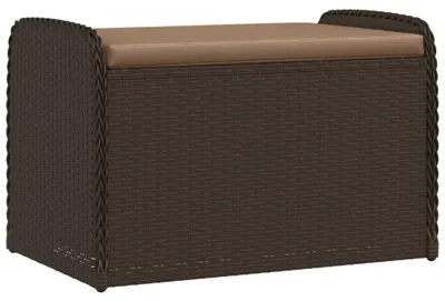Obrázok produktu pre vidaXL Lavica s úložným priestorom a vankúšmi Hnedá 80x51x52 cm Polyratan