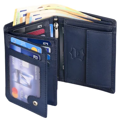 Produktbild von Geldbörse Herren RFID echt Leder Portemonnaie Rindleder Schwarz (4450) Blau