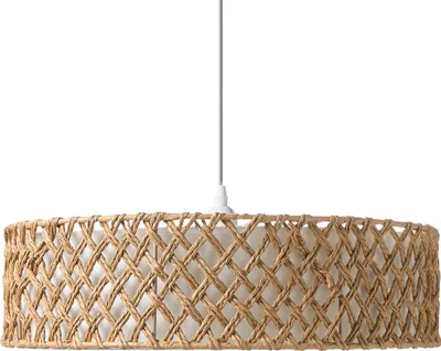 Produktbild von BELIANI Hängelampe Naturfarben Papierseil Geflochten Natürlich Boho Style Pendelleuchte Hängeleuchte Esszimmerlampe Wohnzimmerlampe