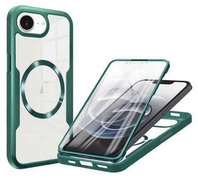 Image de Coque pour Apple iPhone 17e et 16e, protection intégrale à 360°, en acrylique et TPU hybride, verte