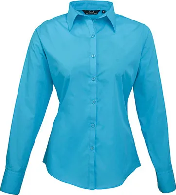 Produktbild von Premier Workwear Baumwolle Classics Popeline Bluse langarm 39.0300 Gr. XS turquoise