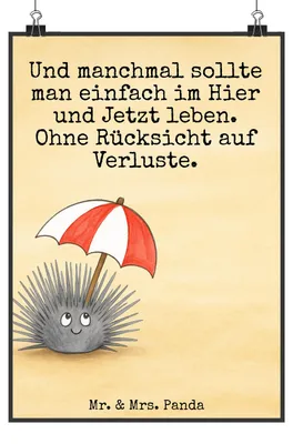 Produktbild von Mr. & Mrs. Panda Bild Seeigel Design DIN A3 - Weiß - Geschenk, Plakat, Selbstliebe, wanddeko, Meer, Hier und Jetzt, Leben, Posterdruck, drucke, Selbstakzeptanz