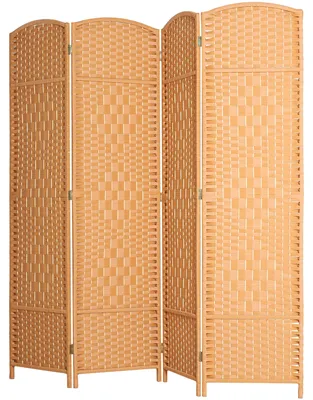 Obrázek produktu pro HOMCOM Paraván, 4dílný, 180 x 180 cm, skládací přepážka, přírodní dřevo