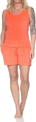 Produktbild von Normann Damen Frottee Schlafanzug Shorty Träger-Pyjama – ideal auch als Homewear ; orange , 52