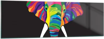 Produktbild von Bilder auf glas - Elefant spaß bunt tier - 160x50cm - Glasbilder - Wandbilder - Kunstdruck - zum Aufhängen bereit - Wanddekoration aus Glas - Glas Bilder - Wandbild auf Glas - GAB160x50-2928