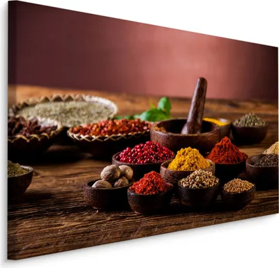 Produktbild von Fabelhafte Canvas LEINWAND BILDER 90x60 cm XXL Kunstdruck Gewürze Bunt Indisch Holz