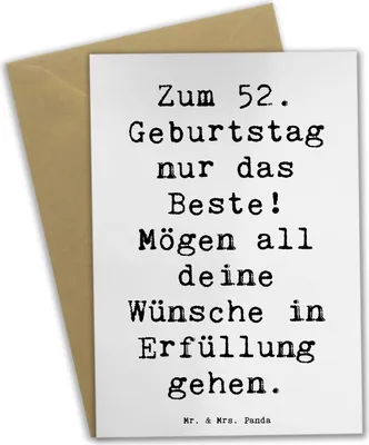 Produktbild von Mr. & Mrs. Panda Klappkarte Spruch 52. Geburtstag - Weiß - Geschenk, Grußkarte, hochzeitskarten, vatertagskarte, valentinstagskarte, einladungskarten, Wohlwollen, feiern