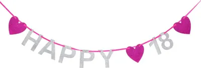 Produktbild von Oblique Unique Happy 18 Girlande Banner Geburtstag Birthday Party - silber pink