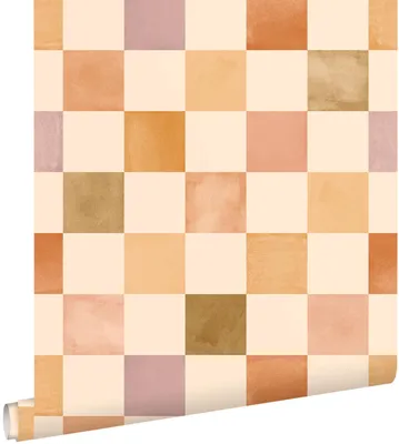 Obrázek produktu pro Tapeta ESTAhome s kostkovaným vzorem v oranžové, žluté a fialové barvě, 50 x 900 cm