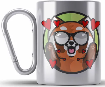 Produktbild von Trendation - Love Panda Edelstahl Tasse Karabiner Kinder Geschenkidee für Jungs Mädchen Lustige Grafik Jungen (Silber)