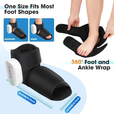 Immagine prodotto di Massaggiatore per piedi a pressione dell'aria - Massaggiatore portatile per caviglie e piedi - Compressione dell'aria con funzione di riscaldamento - 3 modalità di massaggio shiatsu - Alimentato a batteria - Set da 2