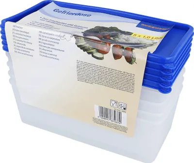 Produktbild von 5er Gefrierdosen Set 1 l EUROHOME Frischhaltedosen verwendbar als Vorratsdosen & Aufbewahrungsdosen - Behälter gefriergeeignet & hitzebeständig