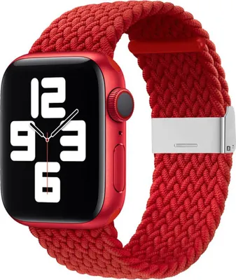 Image de Bracelet Tissu pour Montre Ultra / 9 / 8 / 7 / 6 / Se / 5 / 4 / 3 / 2 (49Mm / 45Mm / 44Mm / 42Mm) Bracelet Tissu Tressé Rouge