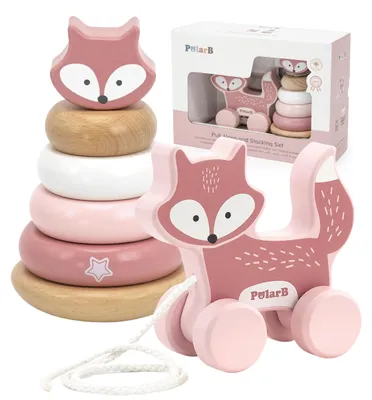 Immagine prodotto di VIGA PolarB Set volpetta: piramidina in legno + volpetta da trascinare