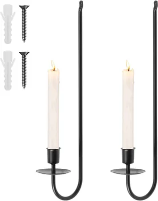 Produktbild von 2 Wandkerzenhalter, Metallkerzenständer, zur Wandmontage, Vintage-Kerzenhalter, hängender Kerzenhalter für Badezimmer, Schlafzimmer, Wohnzimmer