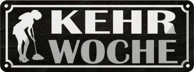 Obrázok produktu pre vianmo Kovový Nástenný nápis 27x10 cm Kehrwoche Putzfrau
