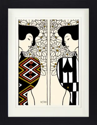 Zdjęcie produktu dla Gustav Klimt Oprawiony obraz z eleganckim passe-partout | Obrazy ścienne | W ramie obrazu - Dwie sylwetki, 1912 (40 x 30 cm)
