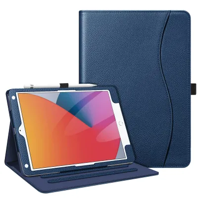 Produktbild von Fintie Hülle für iPad 9. Generation 2021/8. Gen 2020/7. Gen 2019 10.2 Zoll, [Eckenschutz] Multi-Winkel Betrachtung Folio Stand Schutzhülle mit Dokumentschlitze, Auto Sleep/Wake, Marineblau