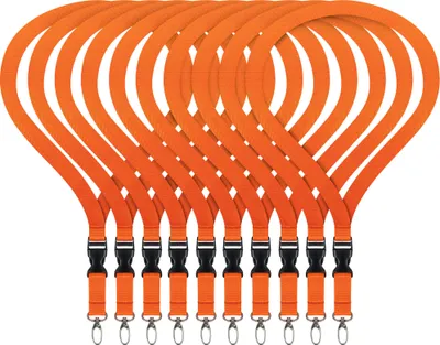 Produktbild von 10 x unbedruckte Schlüsselbänder Orange Schlüsselband Lanyard mit Steckschnalle ohne Druck Umhängeband neutral 20 mm breit Steckverschluss Sicherheitsverschluss 10 Stück
